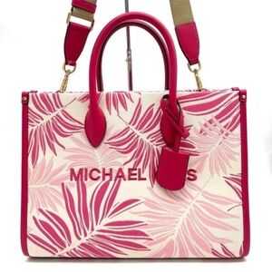Michael Kors Medium Mirella Tote Bag Electric Pink Multi Leather
